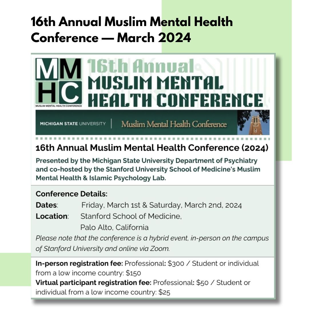 16th Annual Muslim Mental Health Conference March 2024